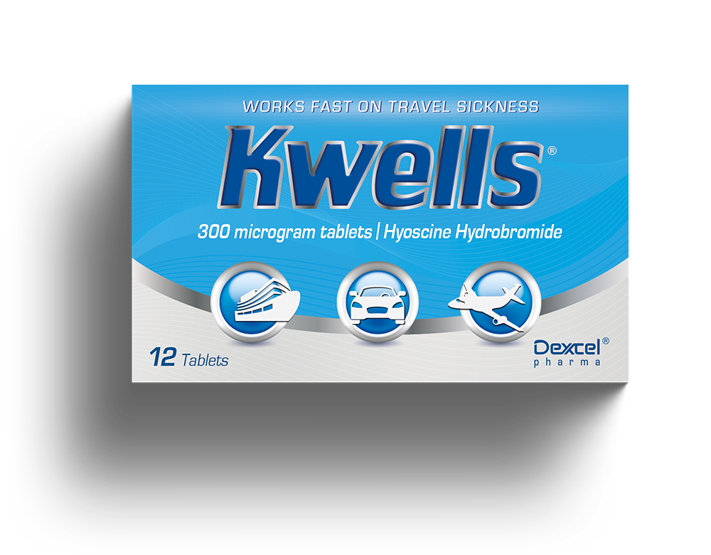 a box of Kwells - fast acting travel sickness tablets